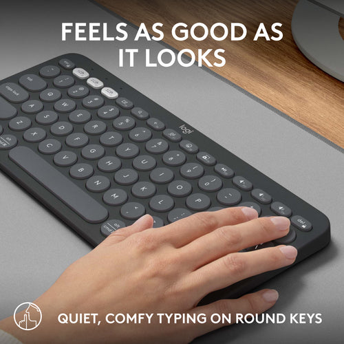 Logitech Pebble Keys 2 K380s keyboard RF Wireless + Bluetooth QWERTY US International Graphite Logitech Pebble Keys 2 K380s keyboard RF Wireless + Bluetooth QWERTY US International Graphite